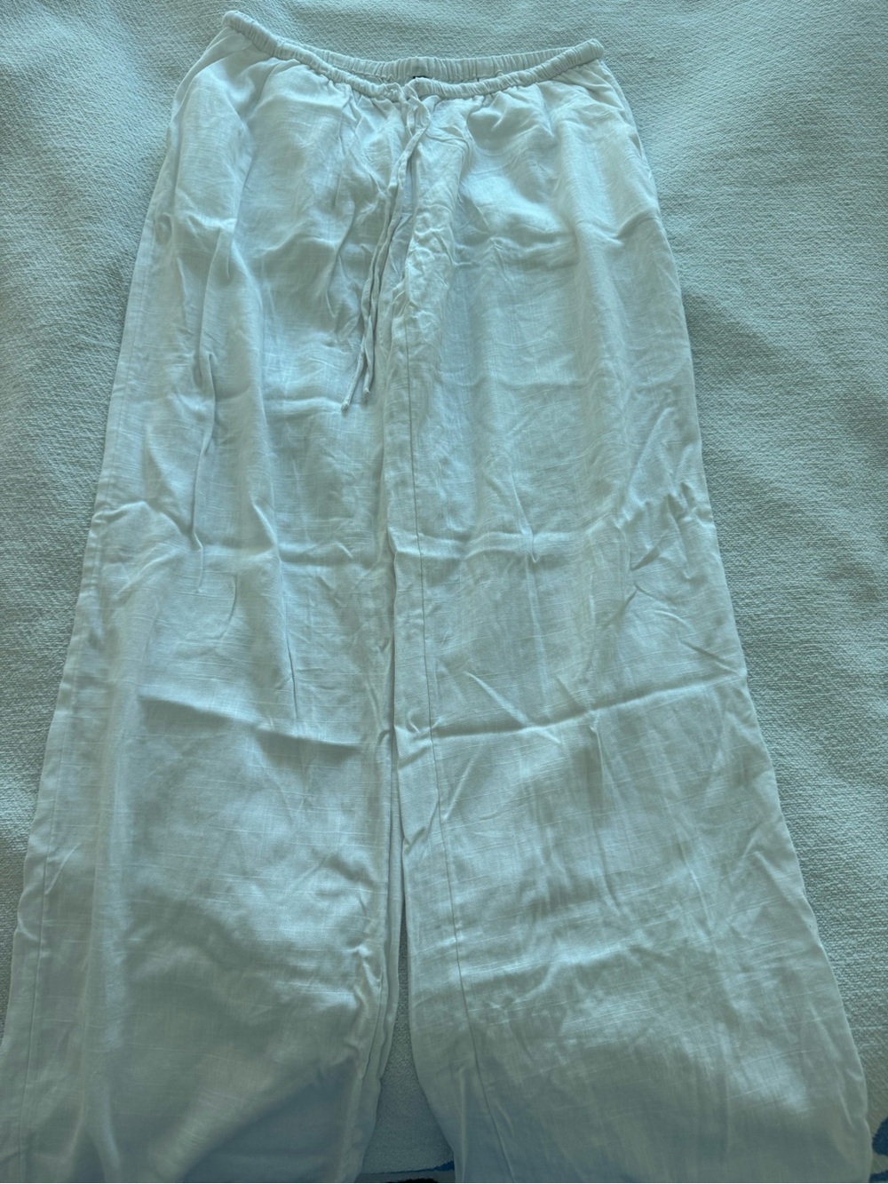 Divided Cream Drawstring Linen-Blend Pants - Picture 2 of 3